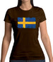 Sweden Grunge Style Flag Womens T-Shirt