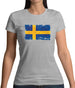 Sweden Grunge Style Flag Womens T-Shirt