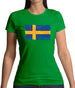 Sweden Grunge Style Flag Womens T-Shirt