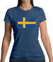 Sweden Grunge Style Flag Womens T-Shirt