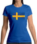 Sweden Grunge Style Flag Womens T-Shirt