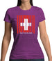 Switzerland Barcode Style Flag Womens T-Shirt