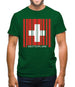 Switzerland Barcode Style Flag Mens T-Shirt