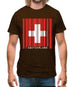 Switzerland Barcode Style Flag Mens T-Shirt