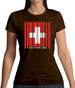 Switzerland Barcode Style Flag Womens T-Shirt