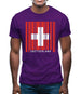 Switzerland Barcode Style Flag Mens T-Shirt