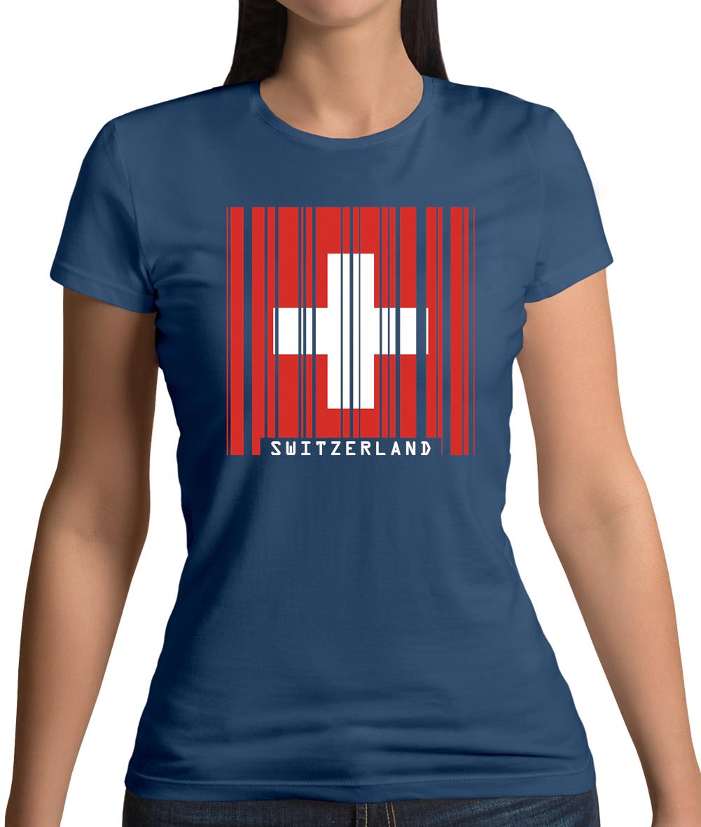 Switzerland Barcode Style Flag Womens T-Shirt
