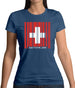 Switzerland Barcode Style Flag Womens T-Shirt