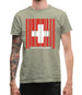 Switzerland Barcode Style Flag Mens T-Shirt