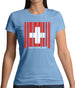 Switzerland Barcode Style Flag Womens T-Shirt