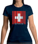 Switzerland Barcode Style Flag Womens T-Shirt