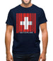 Switzerland Barcode Style Flag Mens T-Shirt