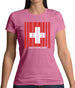 Switzerland Barcode Style Flag Womens T-Shirt