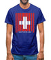 Switzerland Barcode Style Flag Mens T-Shirt