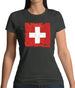 Switzerland Grunge Style Flag Womens T-Shirt