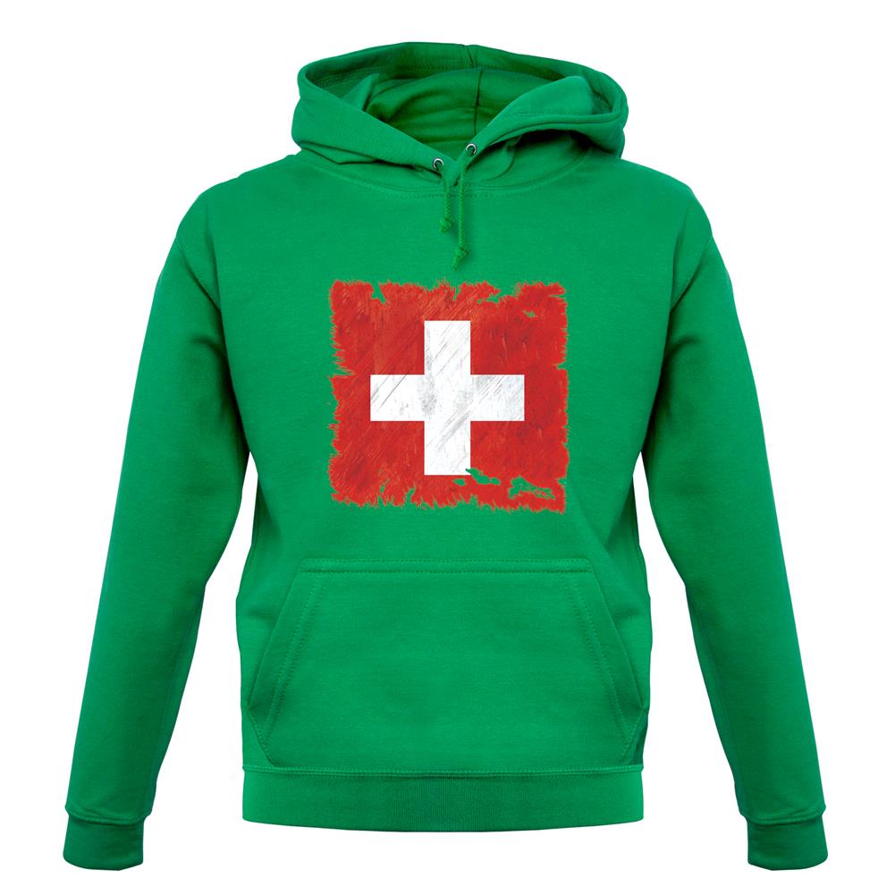 Switzerland Grunge Style Flag unisex hoodie