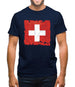 Switzerland Grunge Style Flag Mens T-Shirt