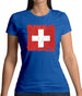 Switzerland Grunge Style Flag Womens T-Shirt