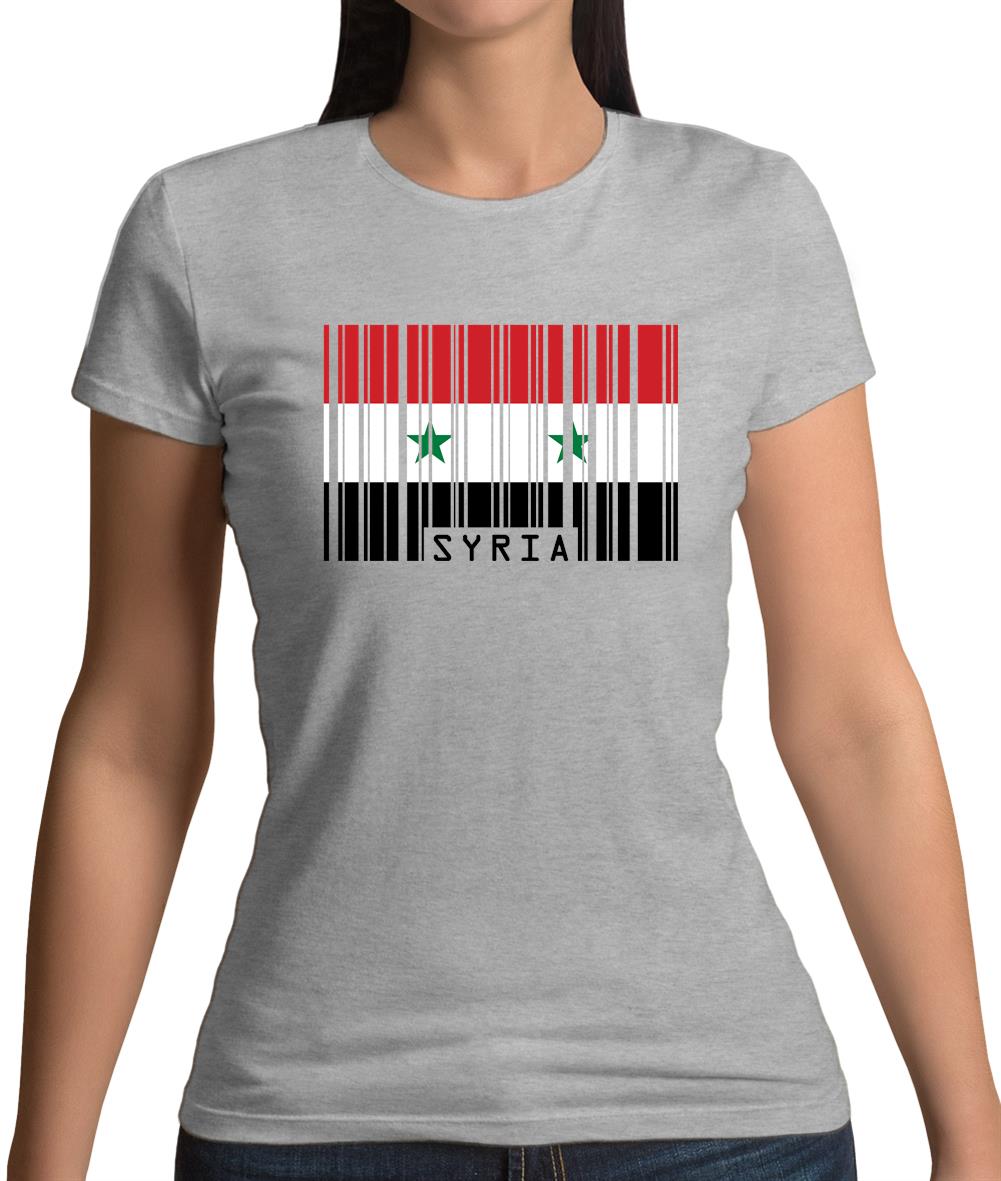 Syria Barcode Style Flag Womens T-Shirt