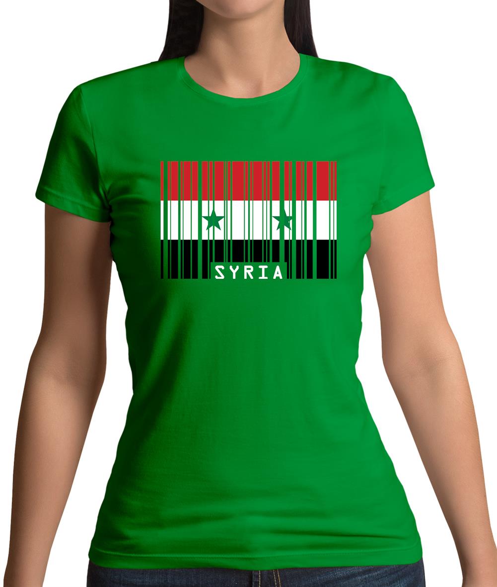 Syria Barcode Style Flag Womens T-Shirt