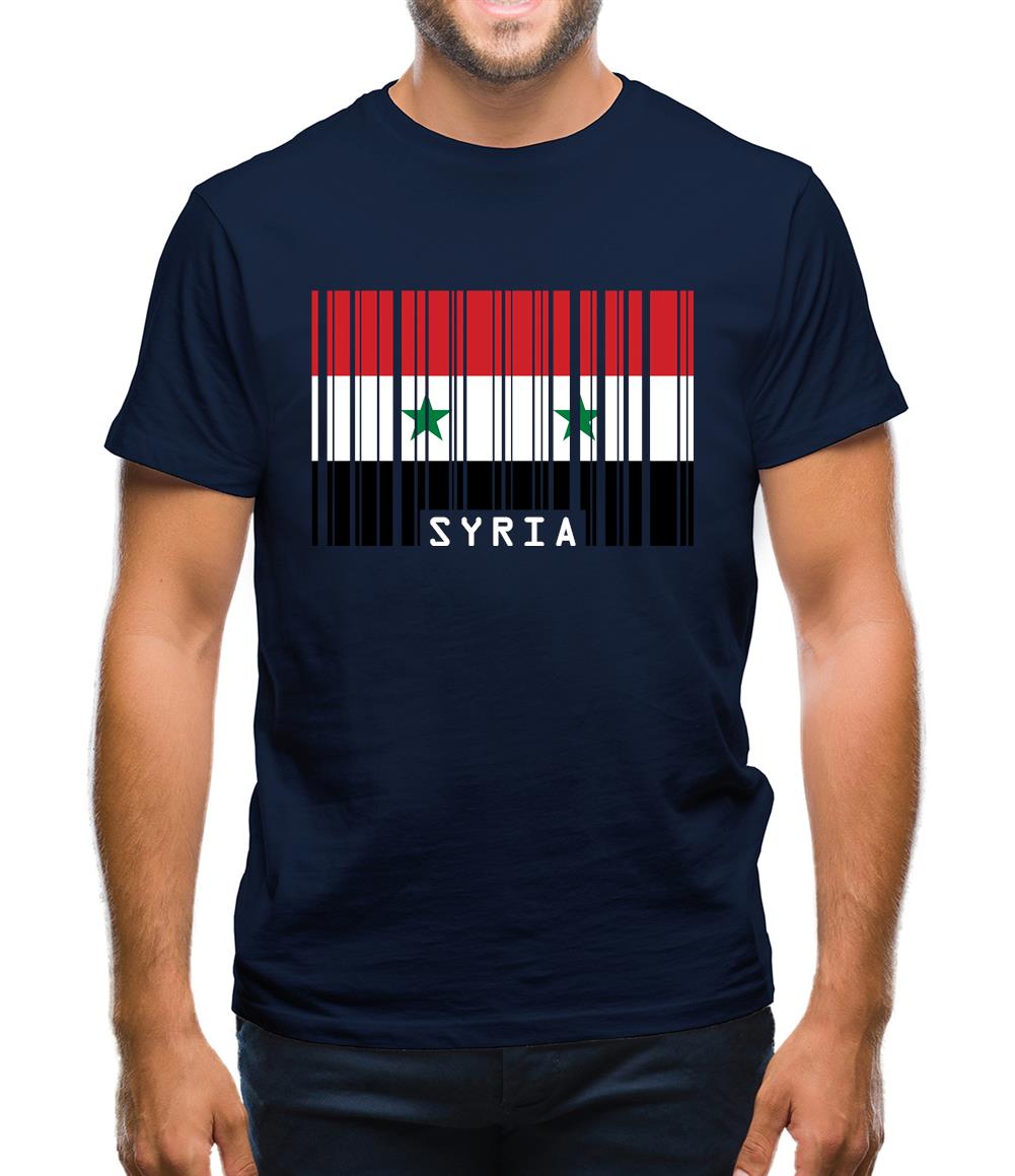 Syria Barcode Style Flag Mens T-Shirt