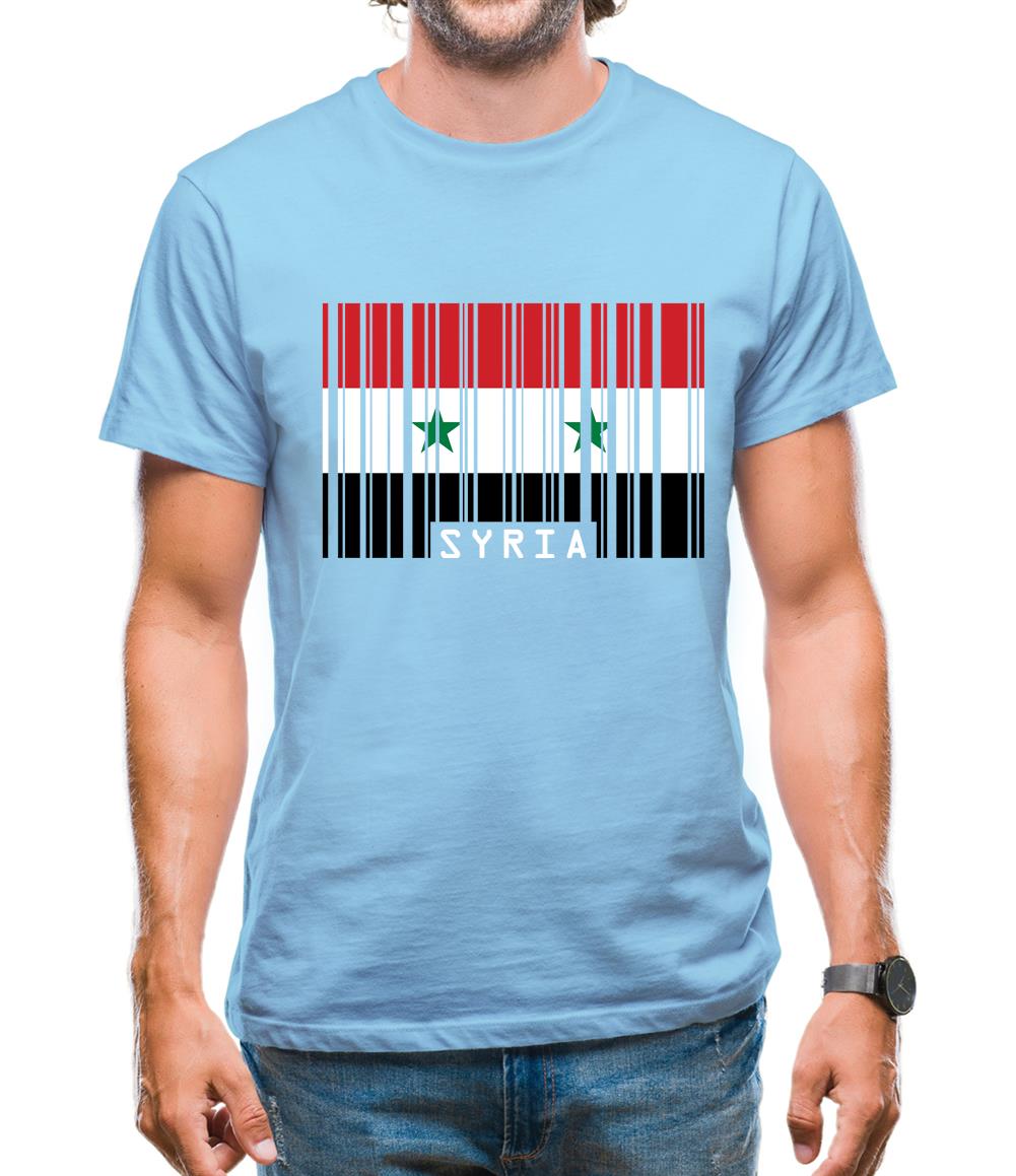 Syria Barcode Style Flag Mens T-Shirt