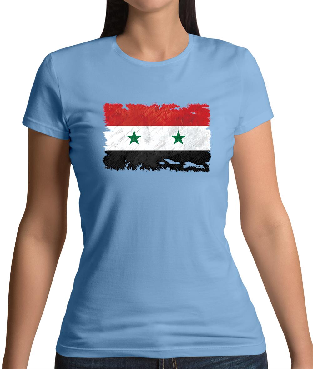 Syria Grunge Style Flag Womens T-Shirt