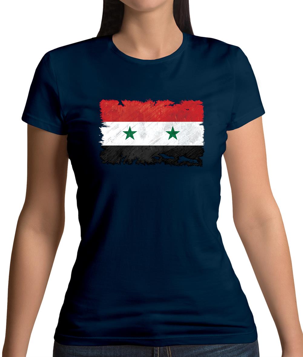 Syria Grunge Style Flag Womens T-Shirt