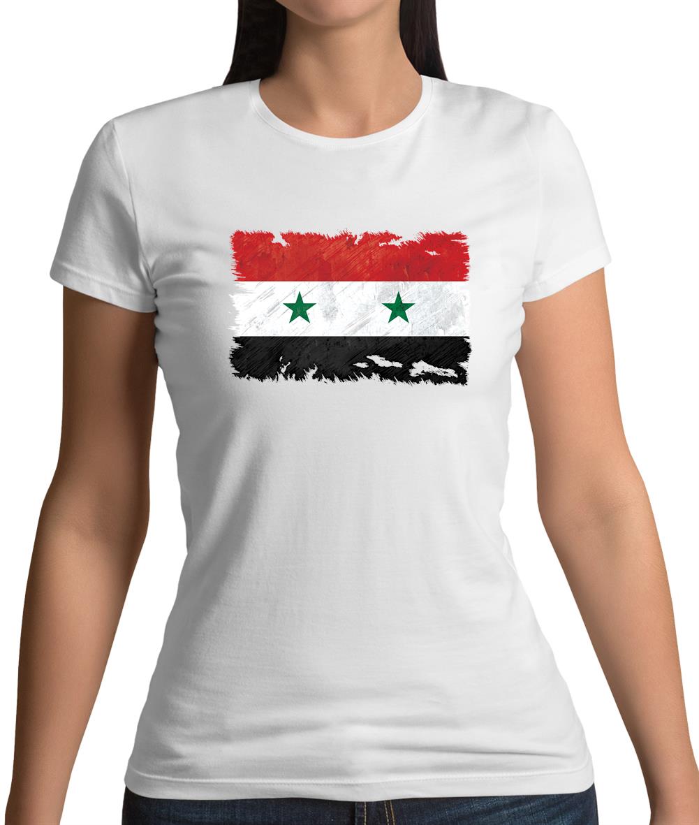Syria Grunge Style Flag Womens T-Shirt
