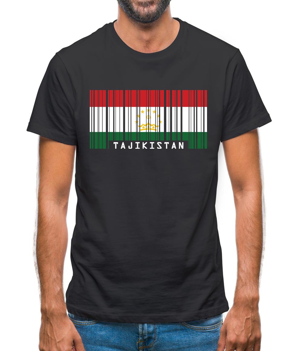 Tajikistan Barcode Style Flag Mens T-Shirt