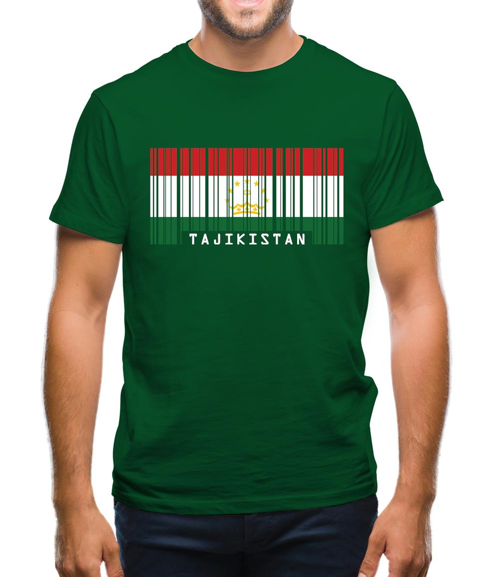 Tajikistan Barcode Style Flag Mens T-Shirt