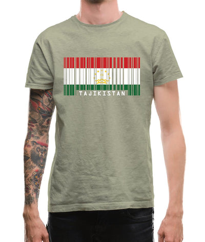 Tajikistan Barcode Style Flag Mens T-Shirt