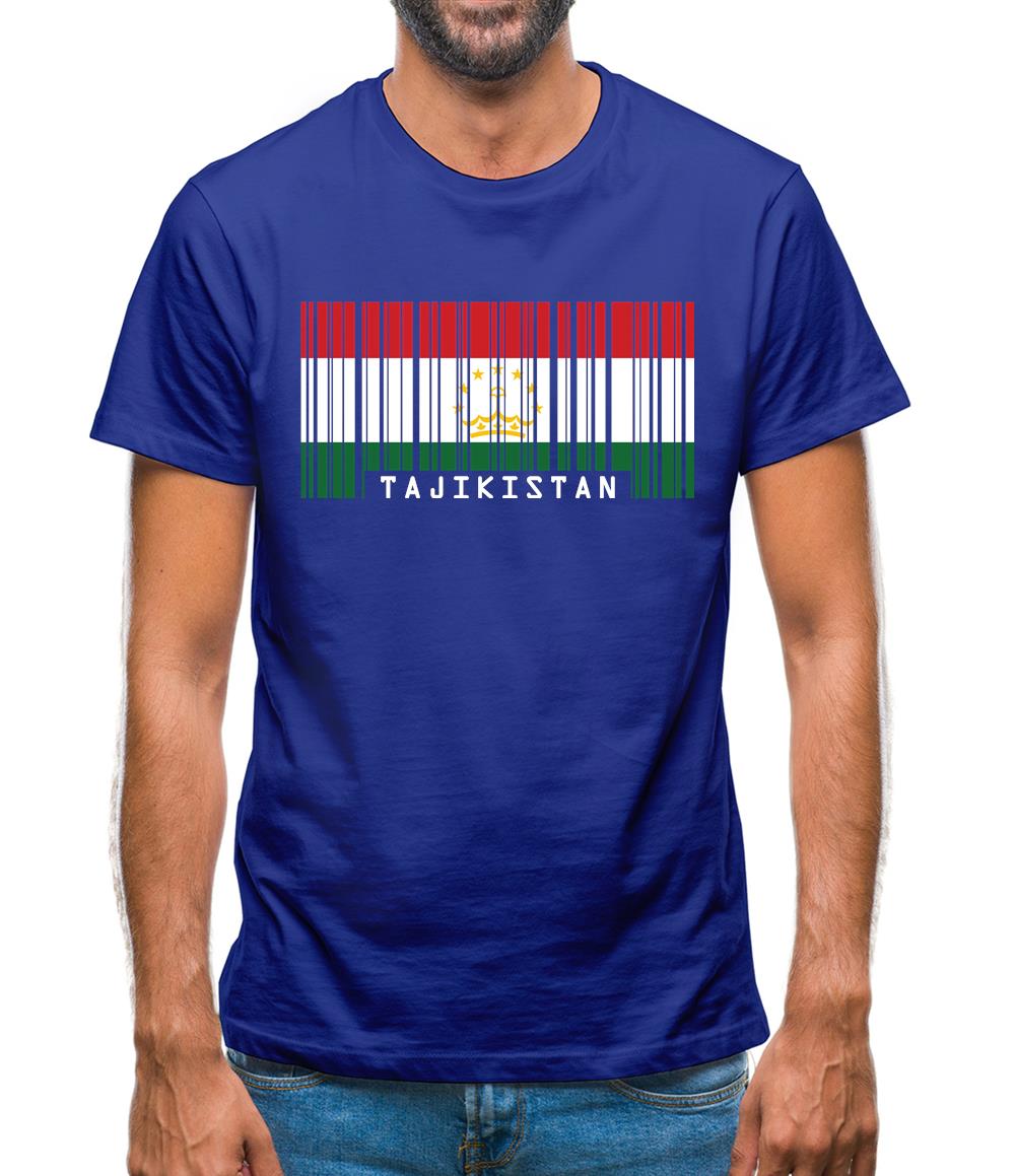 Tajikistan Barcode Style Flag Mens T-Shirt