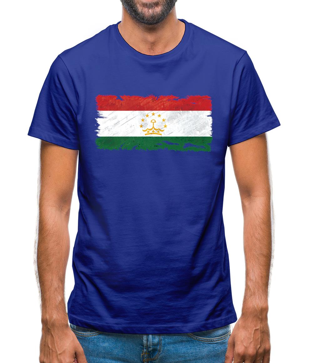 Tajikistan Grunge Style Flag Mens T-Shirt