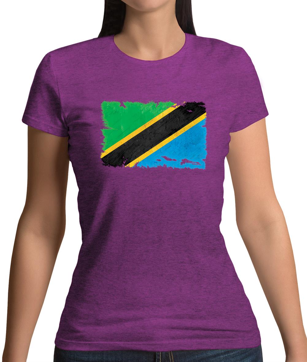Tanzania Grunge Style Flag Womens T-Shirt