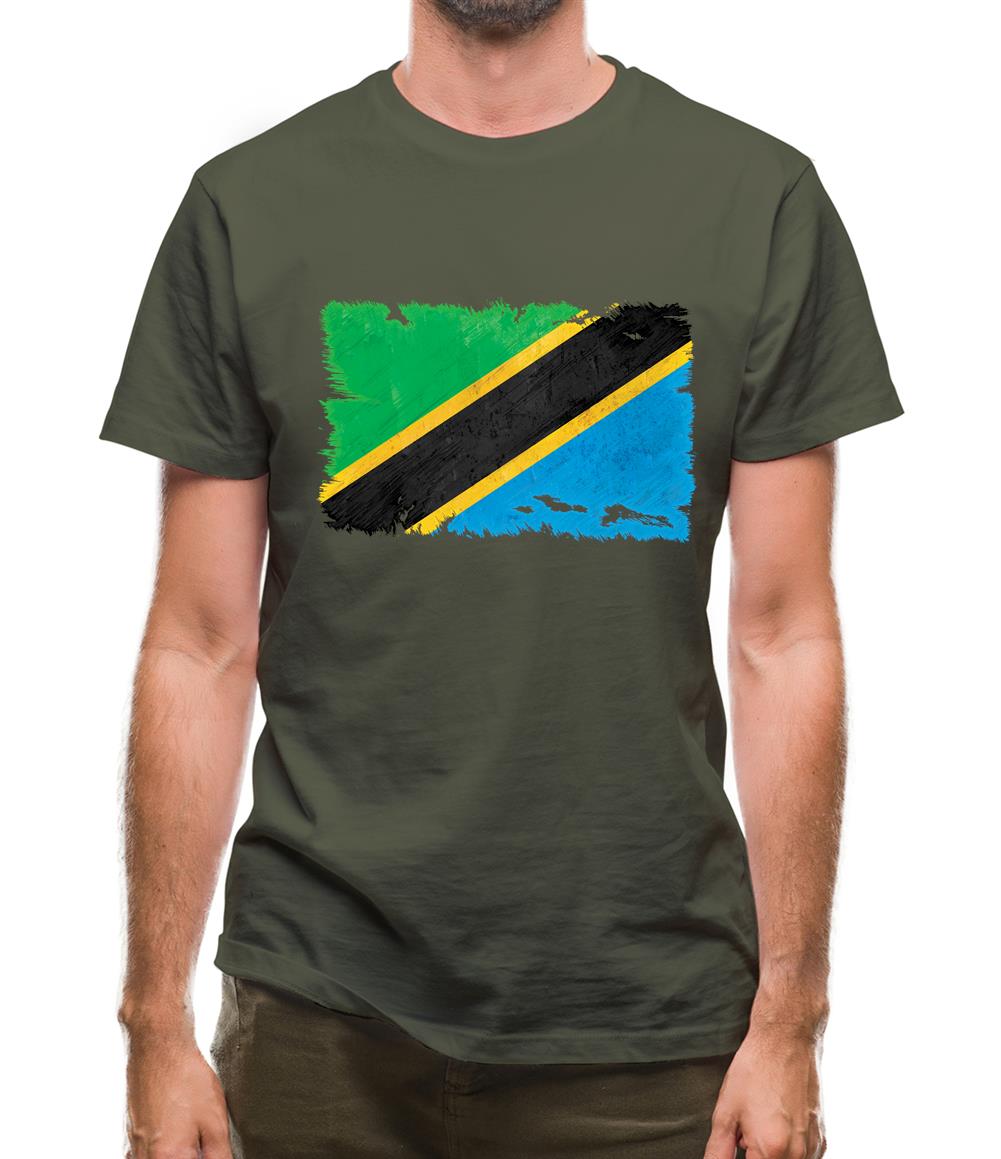 Tanzania Grunge Style Flag Mens T-Shirt