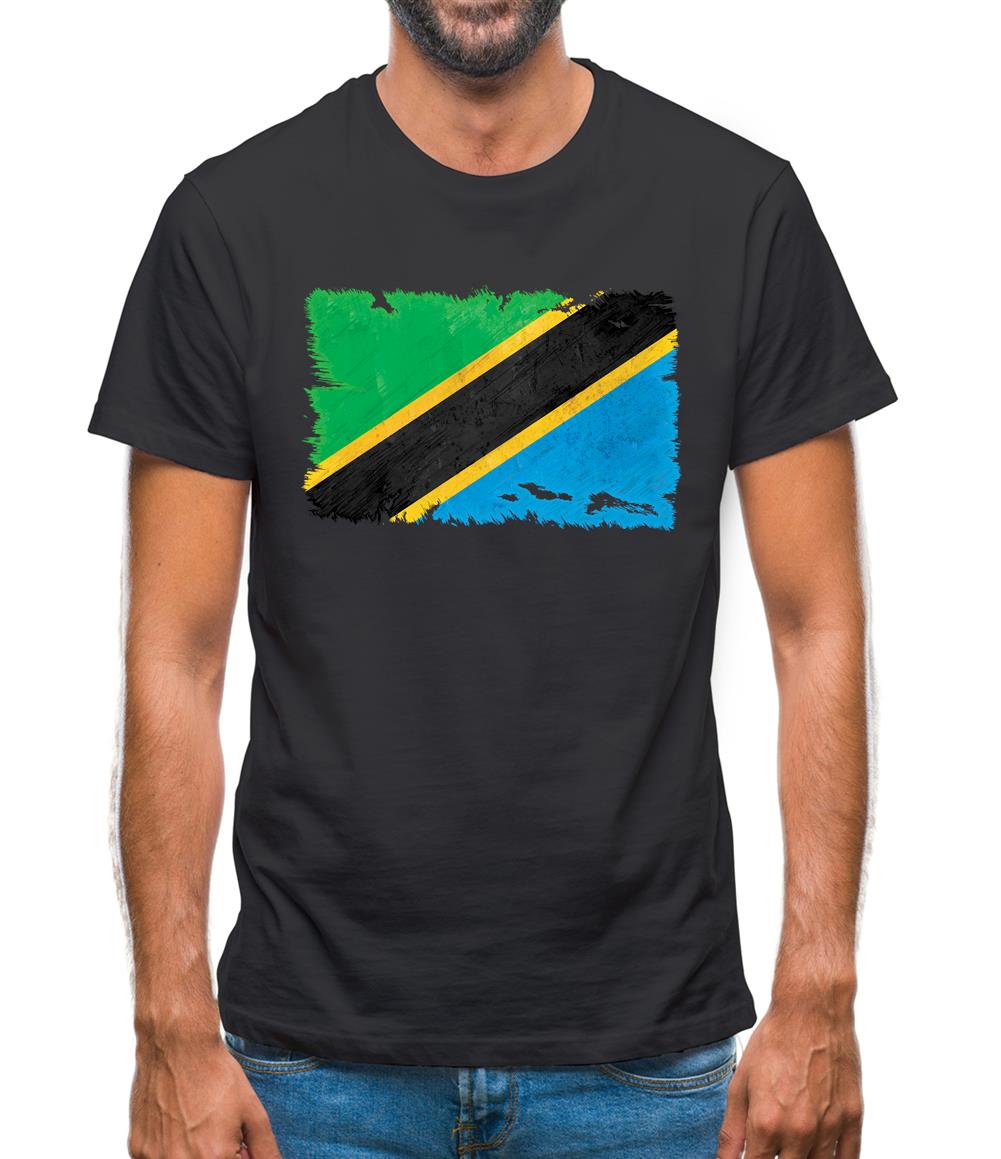 Tanzania Grunge Style Flag Mens T-Shirt