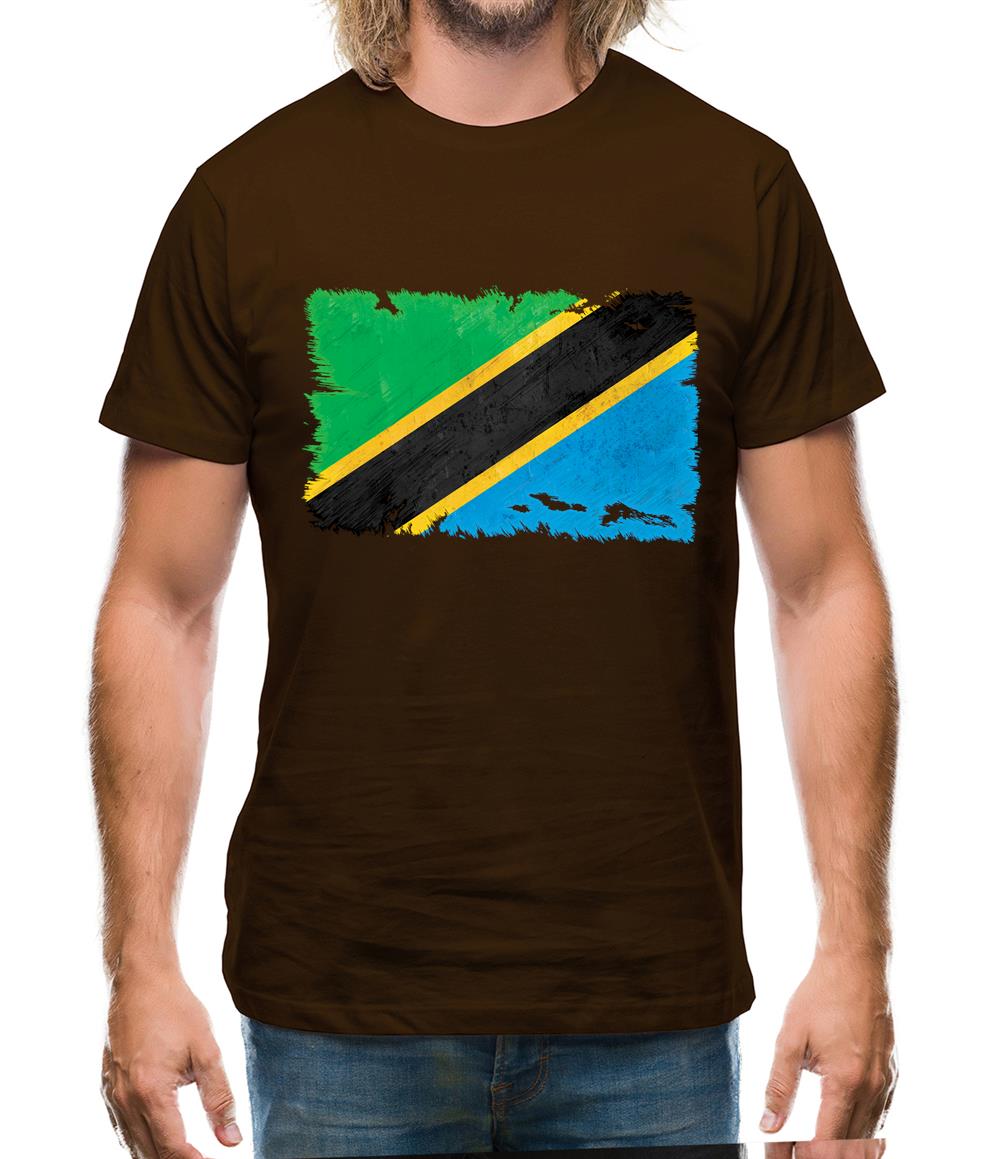 Tanzania Grunge Style Flag Mens T-Shirt