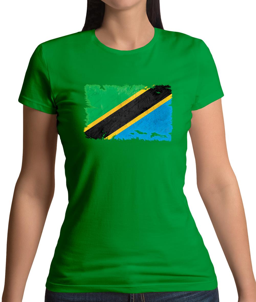 Tanzania Grunge Style Flag Womens T-Shirt