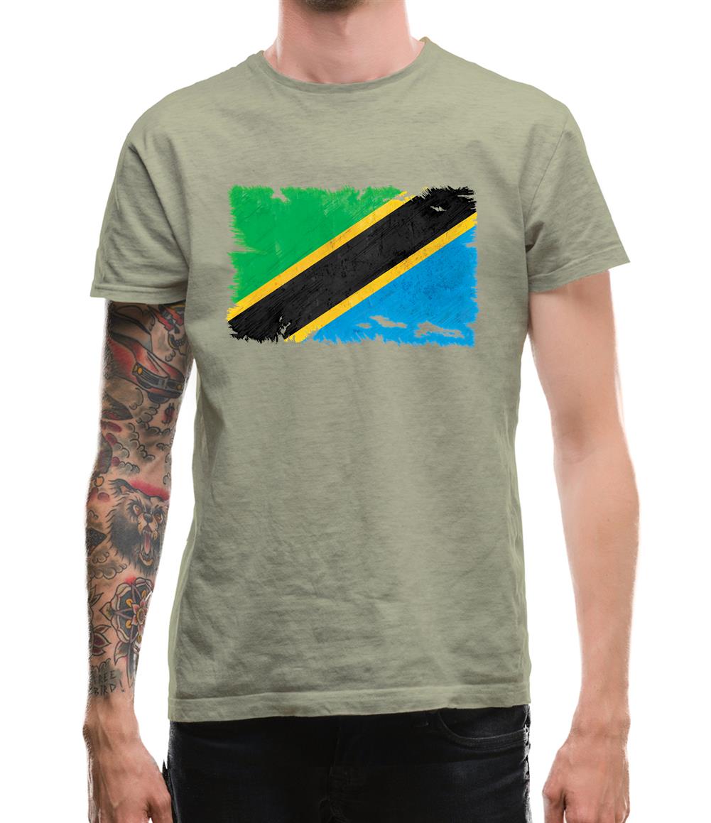 Tanzania Grunge Style Flag Mens T-Shirt
