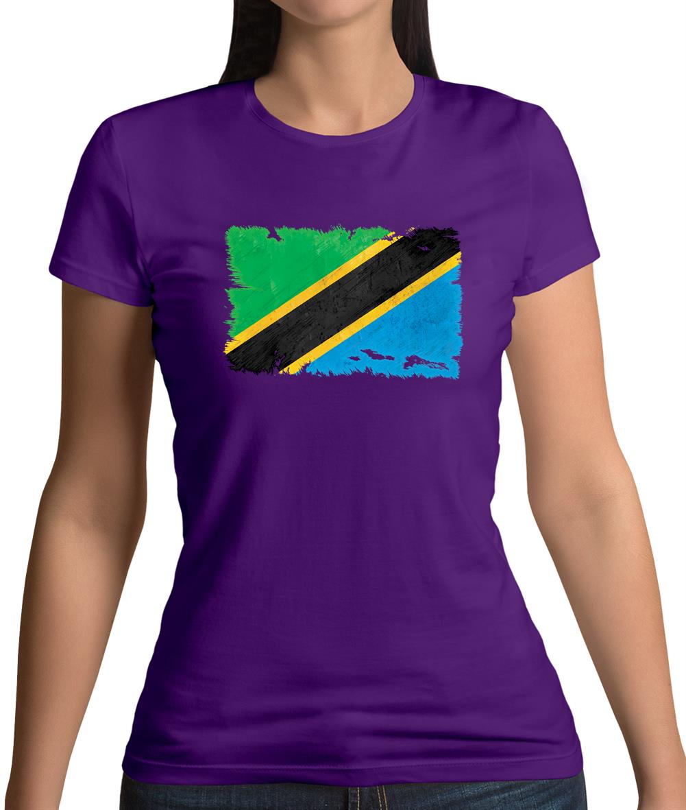 Tanzania Grunge Style Flag Womens T-Shirt