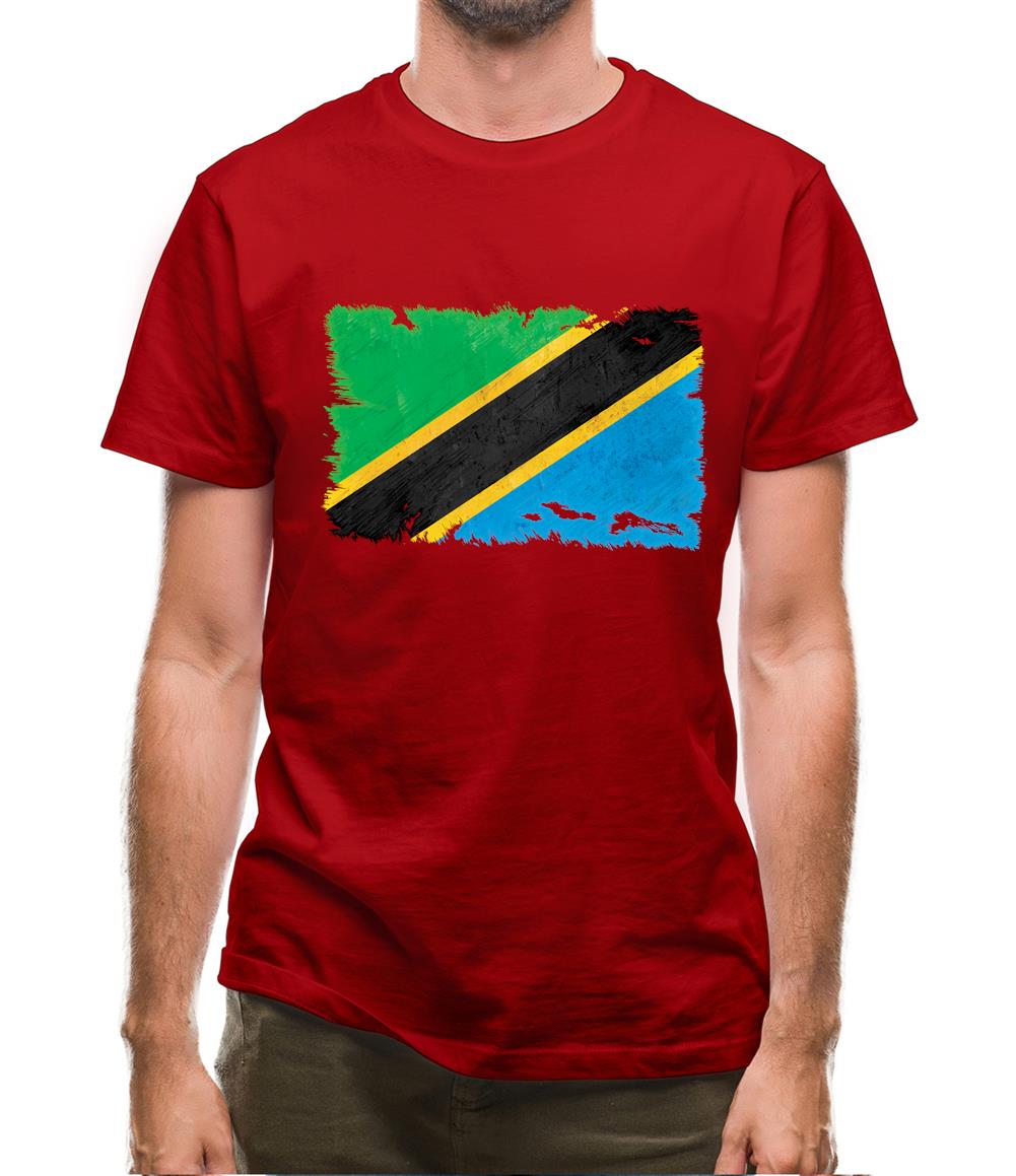 Tanzania Grunge Style Flag Mens T-Shirt