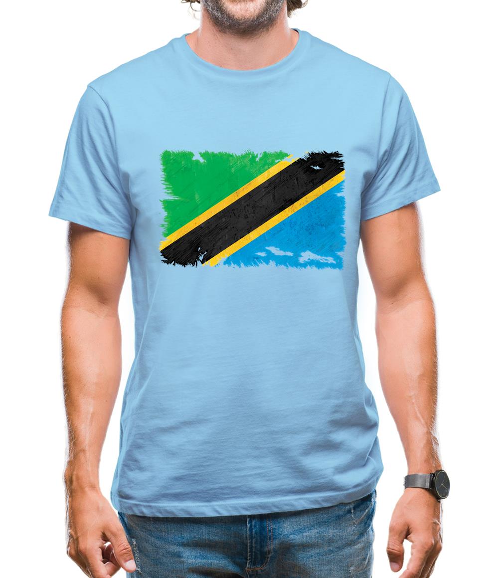 Tanzania Grunge Style Flag Mens T-Shirt