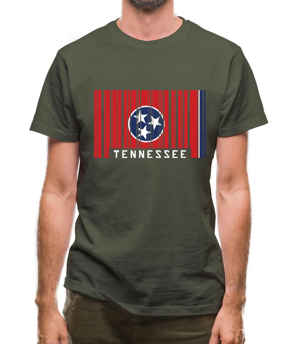 Tennessee Barcode Style Flag Mens T-Shirt