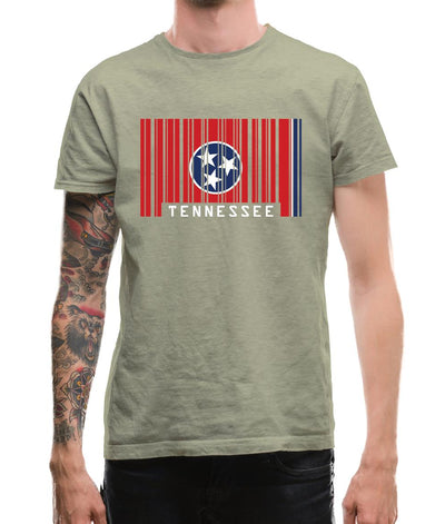Tennessee Barcode Style Flag Mens T-Shirt