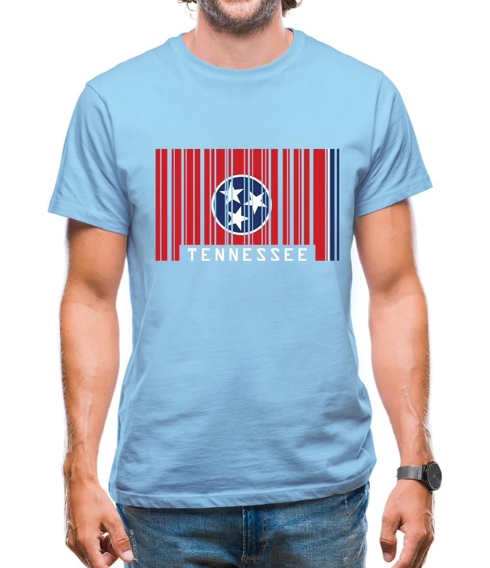 Tennessee Barcode Style Flag Mens T-Shirt