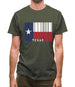 Texas Barcode Style Flag Mens T-Shirt