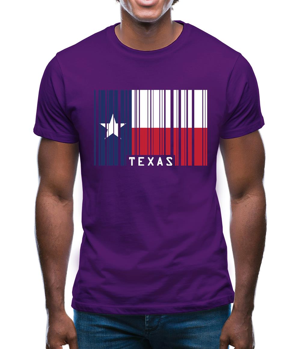 Texas Barcode Style Flag Mens T-Shirt