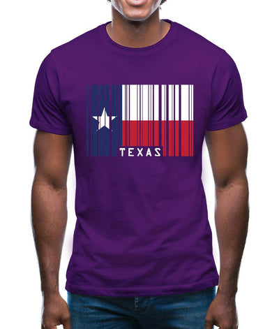 Texas Barcode Style Flag Mens T-Shirt