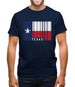 Texas Barcode Style Flag Mens T-Shirt